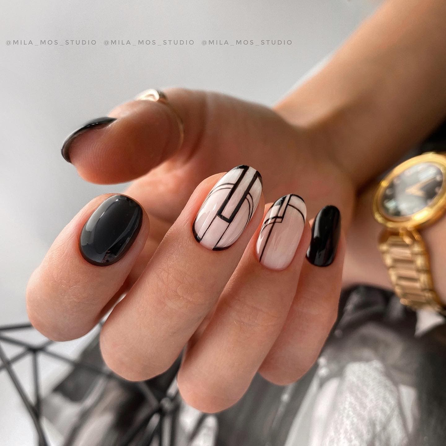 Black Nail Designs Photo №75